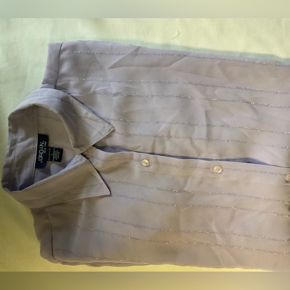 Jordan Blue Label Sheer Lavender Button-Up Blouse Long Sleeve - Picture 3 of 11